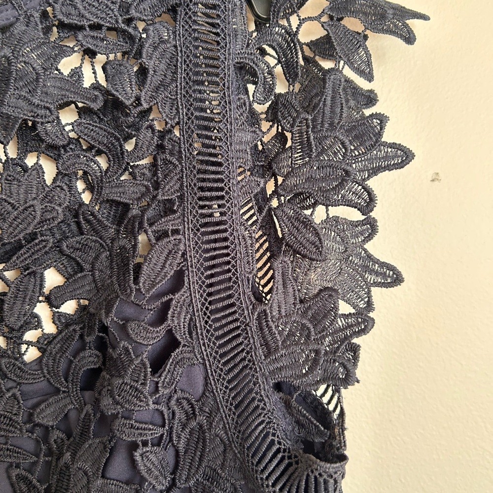 Eliza J Navy Asymmetrical Lace Dress - Picture 5 of 6